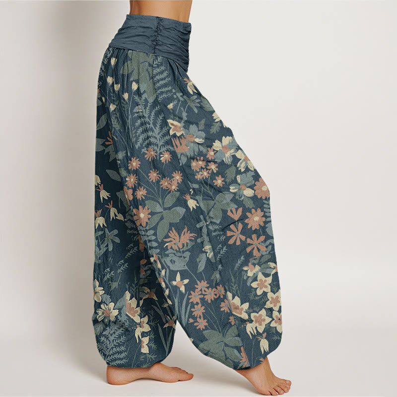 Pantalones harén con cintura elástica para mujer, diseño informal con margaritas, flores y hojas de Buddha Stones - image 2