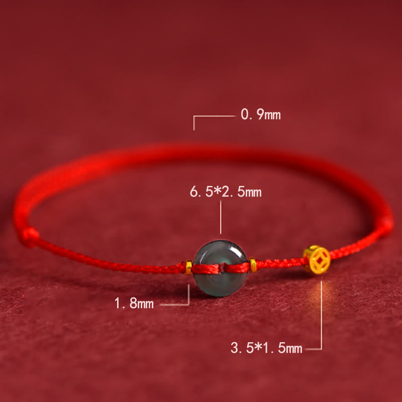 Pulsera de tobillo con Buddha Stones, hebilla de la paz, monedas de cobre y jade rojo - image 2
