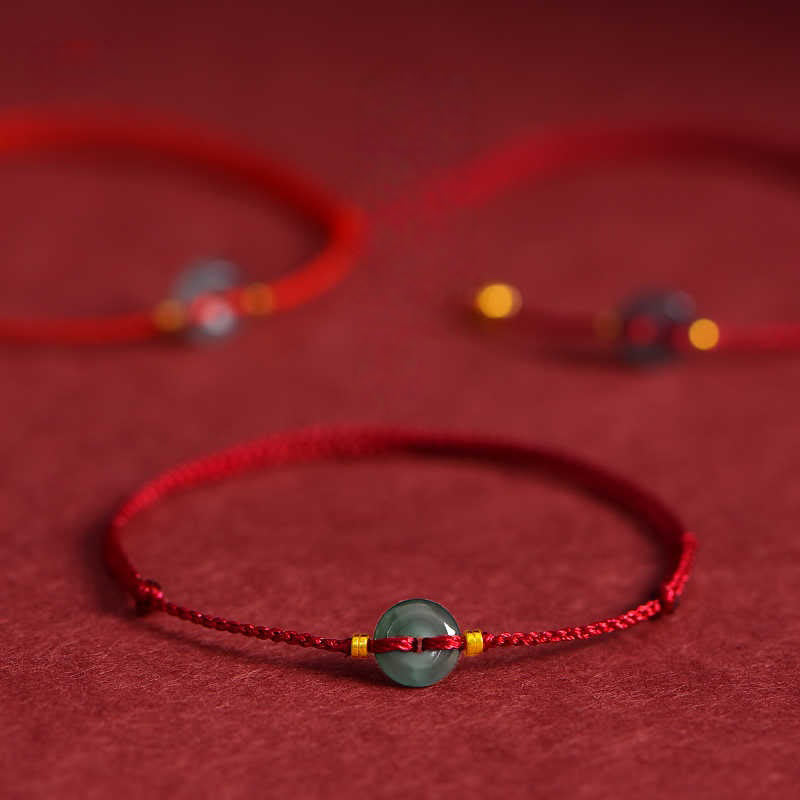 Pulsera de tobillo con Buddha Stones, hebilla de la paz, monedas de cobre y jade rojo - image 9