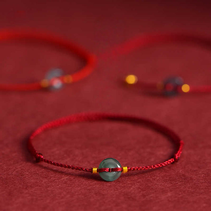 Pulsera de tobillo con Buddha Stones, hebilla de la paz, monedas de cobre y jade rojo - image 9