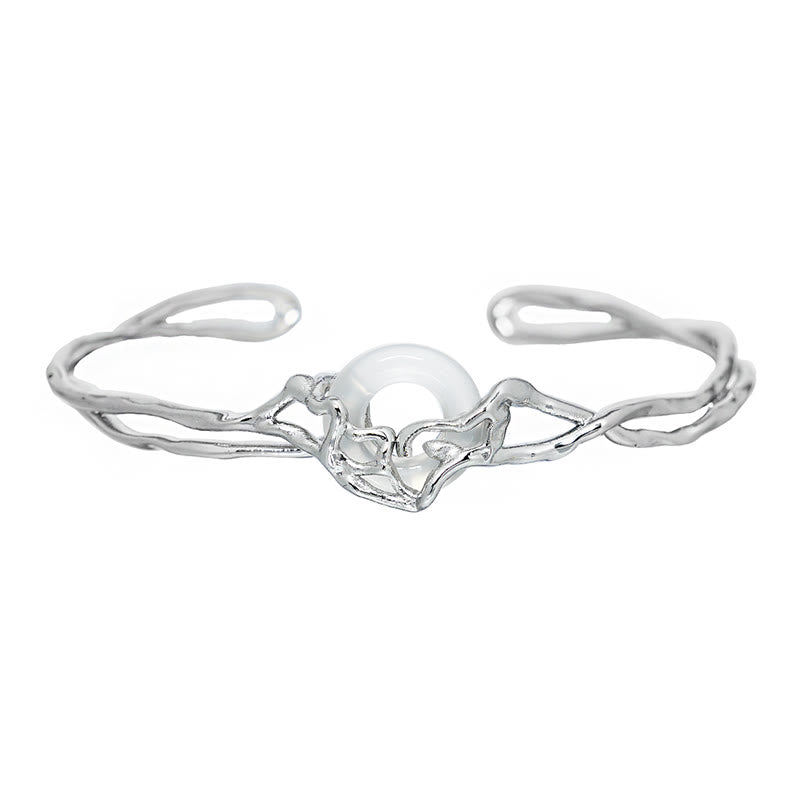 Pulsera de protección de ágata blanca con hebilla de paz de plata de ley 925 con Buddha Stones - image 5