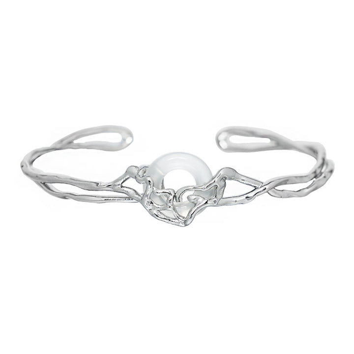 Pulsera de protección de ágata blanca con hebilla de paz de plata de ley 925 con Buddha Stones - image 5