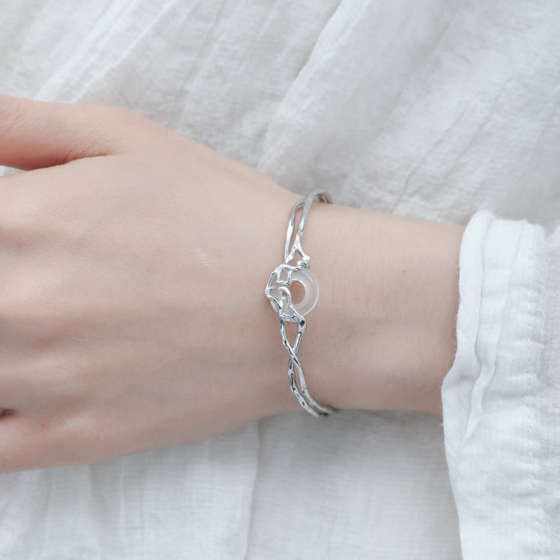 Pulsera de protección de ágata blanca con hebilla de paz de plata de ley 925 con Buddha Stones - image 3