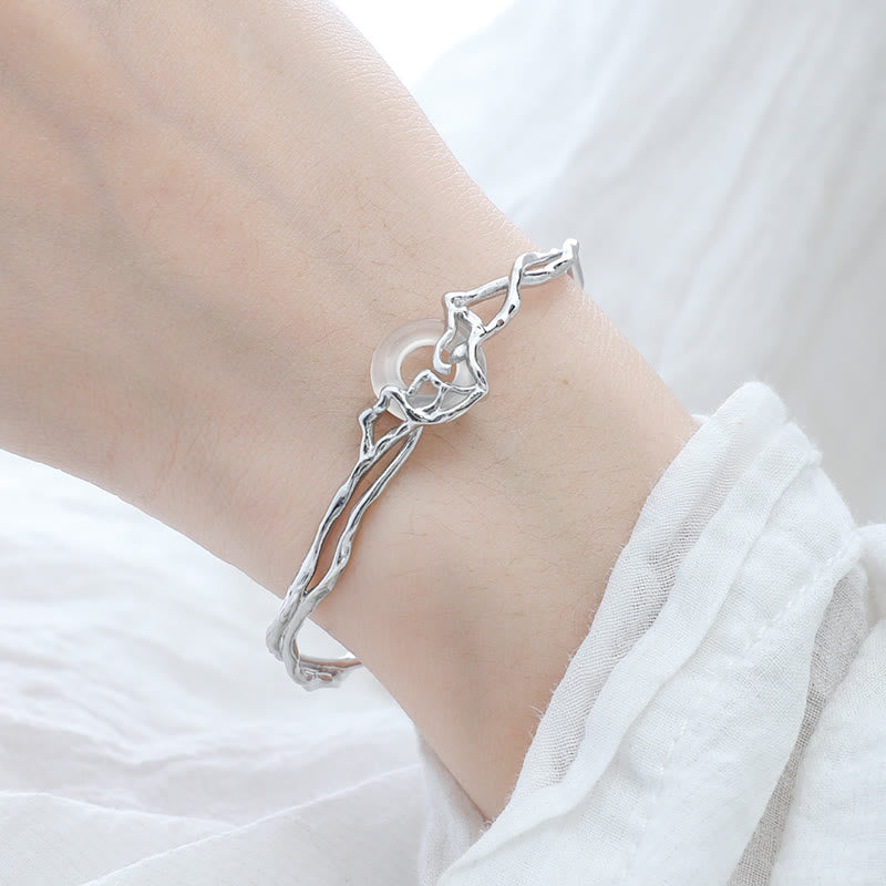 Pulsera de protección de ágata blanca con hebilla de paz de plata de ley 925 con Buddha Stones - image 2