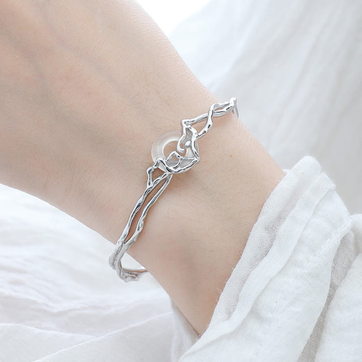 Pulsera de protección de ágata blanca con hebilla de paz de plata de ley 925 con Buddha Stones - image 2