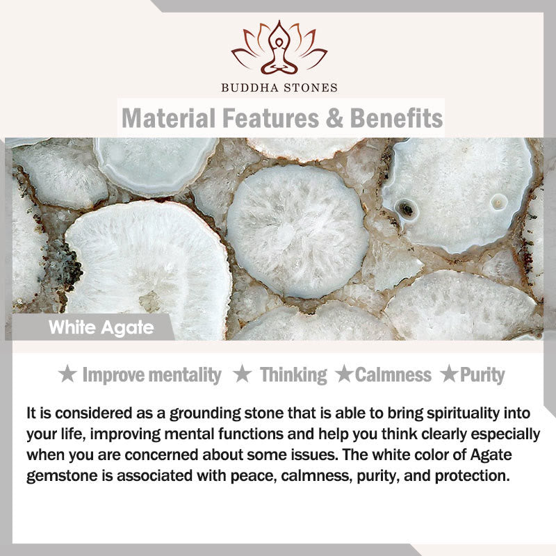 Pulsera de protección de ágata blanca con hebilla de paz de plata de ley 925 con Buddha Stones - image 7