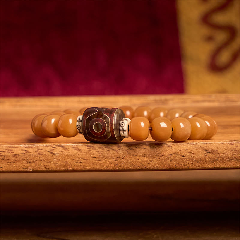 Pulsera tibetana de cuentas Dzi de semillas de Bodhi con Buddha Stones que alejan los malos espíritus