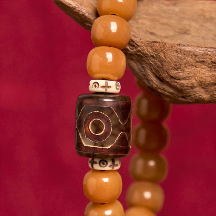 Pulsera tibetana de cuentas Dzi de semillas de Bodhi con Buddha Stones que alejan los malos espíritus