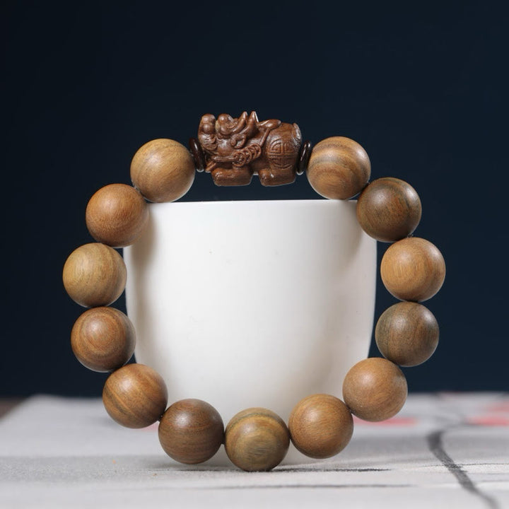 Pulsera Pixiu de sándalo verde con Buddha Stones para atraer la riqueza - Sándalo verde (circunferencia de la muñeca: 18-21 cm) - image 1