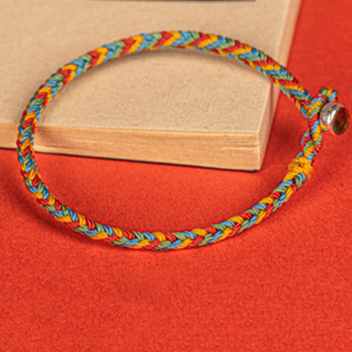 Pulsera trenzada de ocho hilos con nudo de la paz y cuerda colorida de Buddha Stones en plata de ley 925 - image 4