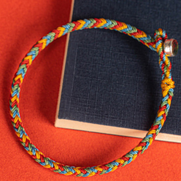 Pulsera trenzada de ocho hilos con nudo de la paz y cuerda colorida de Buddha Stones en plata de ley 925 - image 5