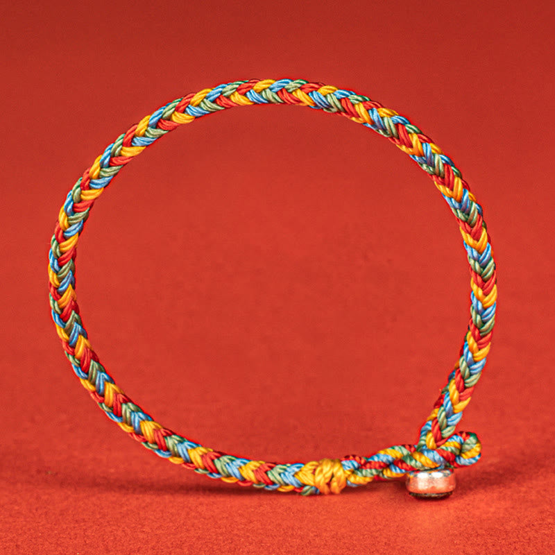 Pulsera trenzada de ocho hilos con nudo de la paz y cuerda colorida de Buddha Stones en plata de ley 925 - image 3