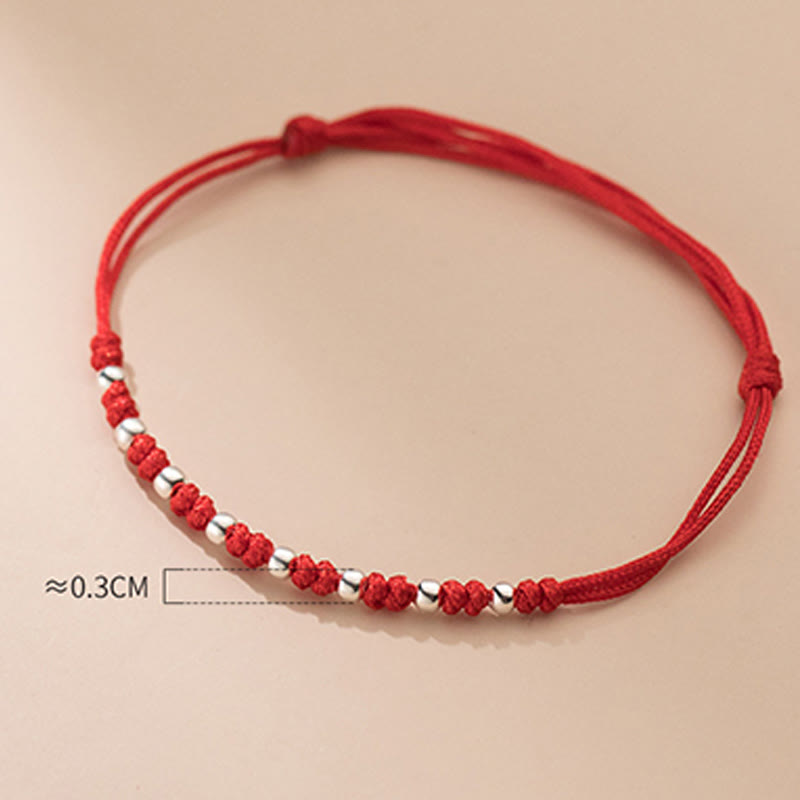 Pulsera de la suerte ajustable con cuentas de hilo rojo de plata de ley 925 y Buddha Stones - image 11