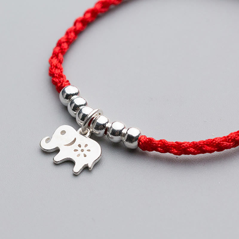 Pulsera de la suerte con Buddha Stones en plata de ley 925, forma de elefante, copo de nieve y hilo rojo - image 4