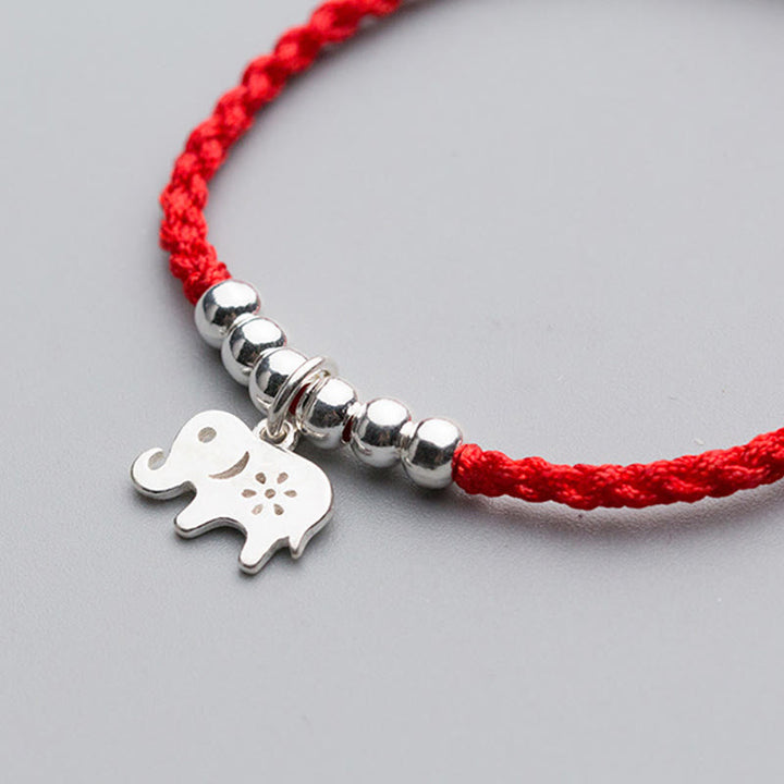 Pulsera de la suerte con Buddha Stones en plata de ley 925, forma de elefante, copo de nieve y hilo rojo - image 4