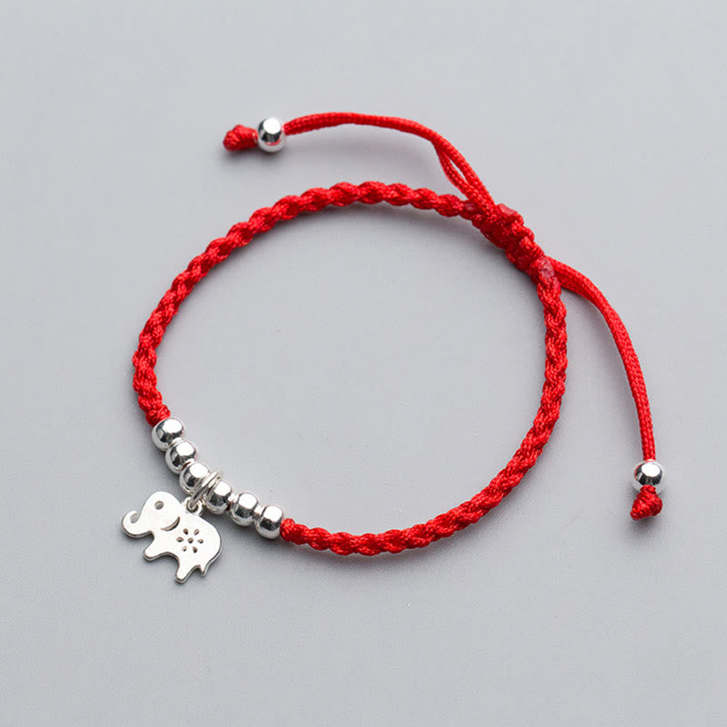 Pulsera de la suerte con Buddha Stones en plata de ley 925, forma de elefante, copo de nieve y hilo rojo - image 2