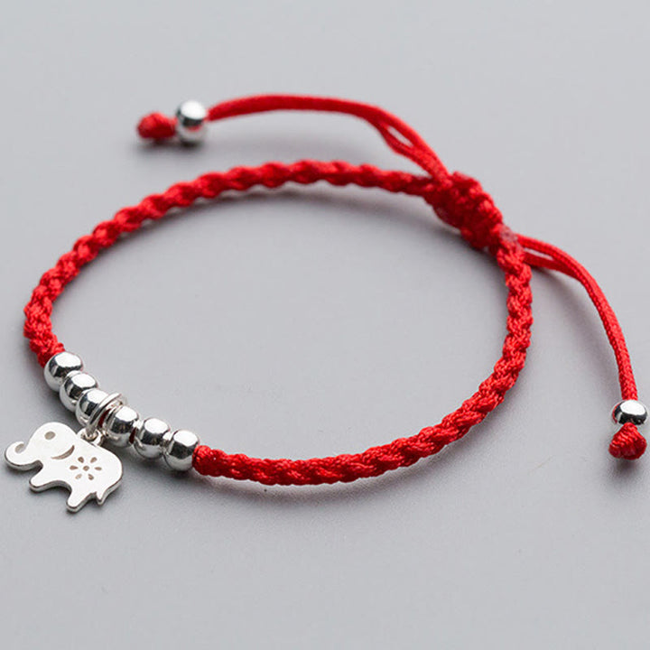 Pulsera de la suerte con Buddha Stones en plata de ley 925, forma de elefante, copo de nieve y hilo rojo - image 3