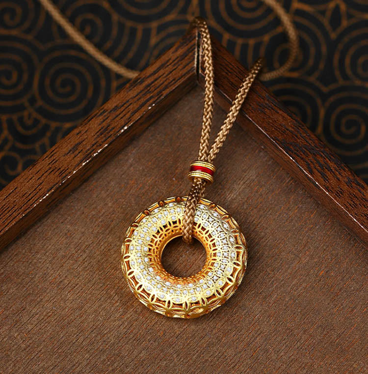 Colgante de cobre con diseño de moneda de cobre y Buddha Stones, hebilla de la paz, símbolo de la prosperidad - image 2