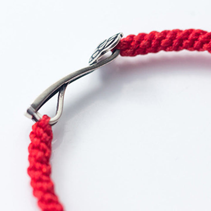 Pulsera trenzada de hilo rojo Ruyi "As One Wishes" de plata de ley 925 con Buddha Stones retro - image 9