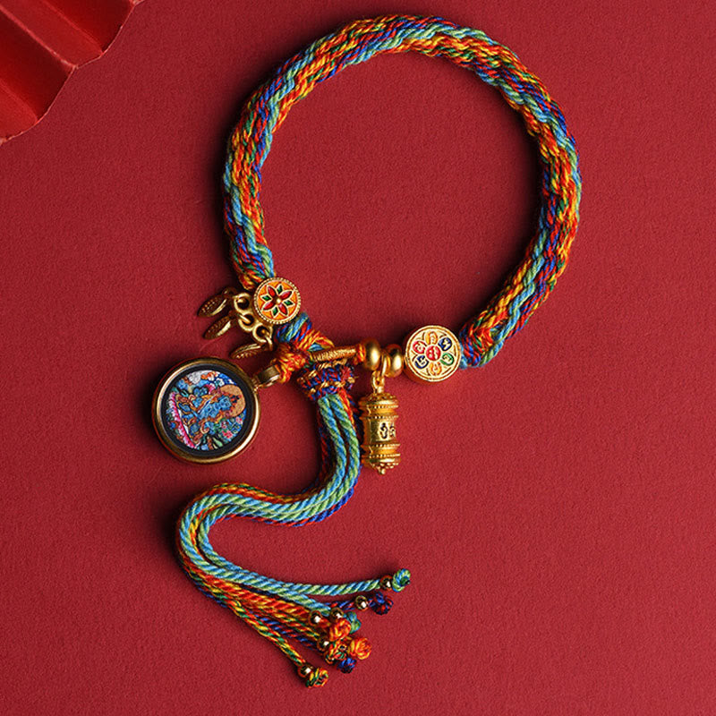 Pulsera de cuerda colorida con Buddha Stones Thangka, zodíaco chino tibetano, zakiram - Caballo - image 2