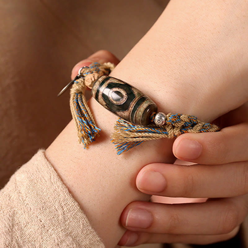 Pulsera trenzada de cuentas Dzi tibetanas hechas a mano con Buddha Stones para proteger la riqueza - image 4