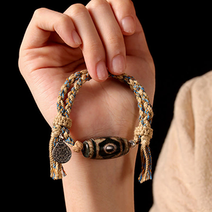 Pulsera trenzada de cuentas Dzi tibetanas hechas a mano con Buddha Stones para proteger la riqueza - image 7