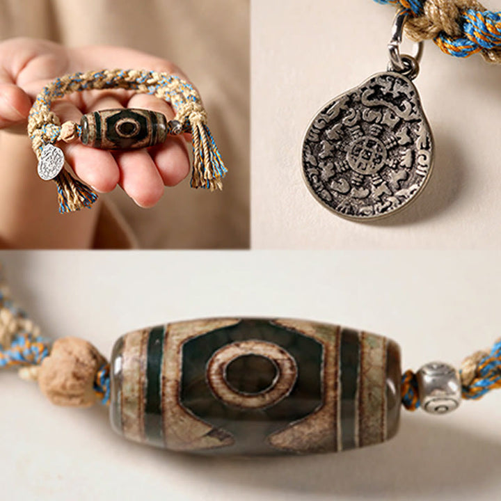 Pulsera trenzada de cuentas Dzi tibetanas hechas a mano con Buddha Stones para proteger la riqueza - image 9