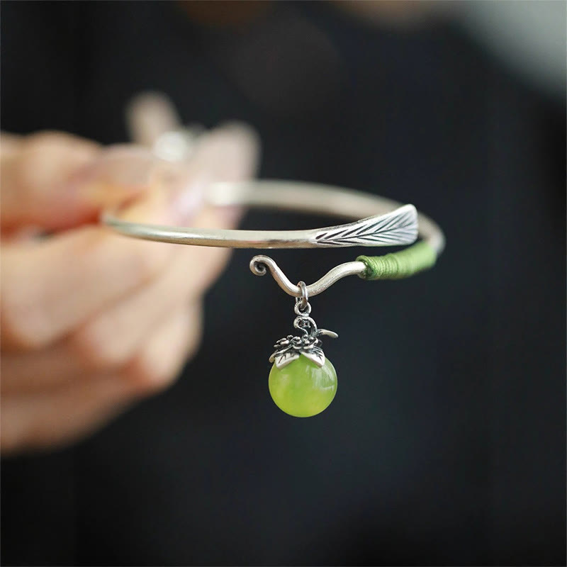 Pulsera brazalete con cuentas verdes de aleación de cobre y Buddha Stones para la suerte - image 9