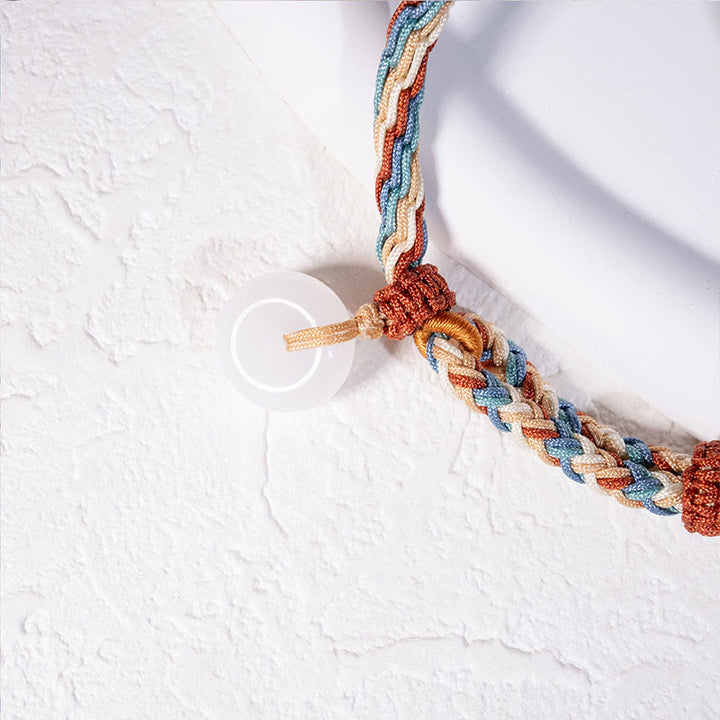 Pulsera trenzada de cuerda de colores con hebilla de paz y jade hetiano natural de Buddha Stones - image 5