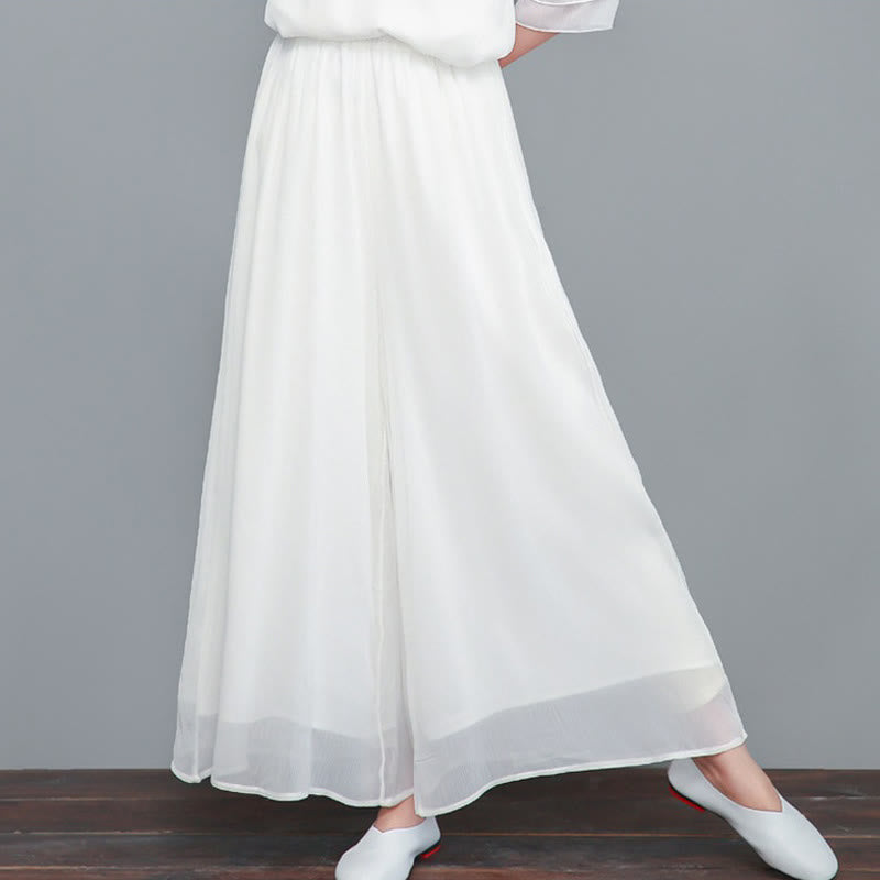 Vestido camisero irregular de gasa con mangas tres cuartos para mujer, pantalones de pierna ancha, ropa de meditación con Buddha Stones