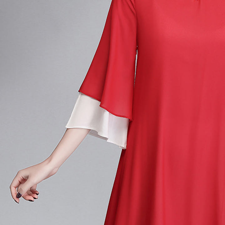 Vestido camisero irregular de gasa con mangas tres cuartos para mujer, pantalones de pierna ancha, ropa de meditación con Buddha Stones