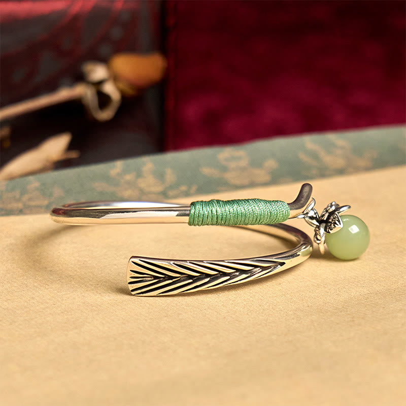 Pulsera brazalete con cuentas verdes de aleación de cobre y Buddha Stones para la suerte - image 3