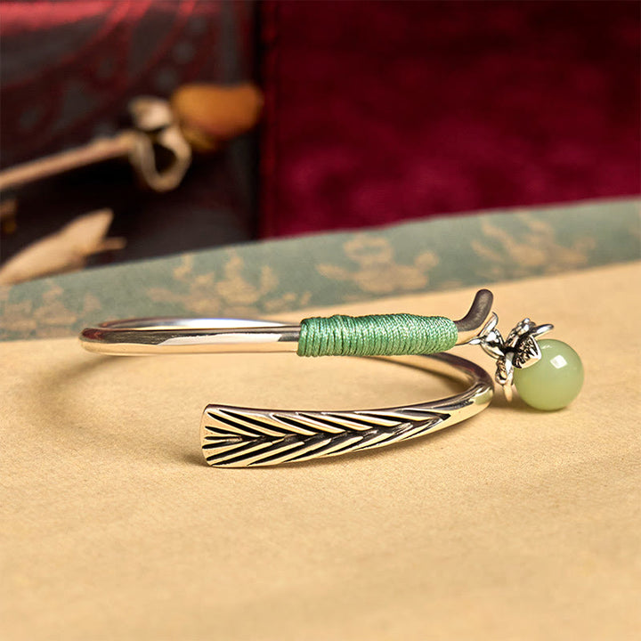 Pulsera brazalete con cuentas verdes de aleación de cobre y Buddha Stones para la suerte - image 3