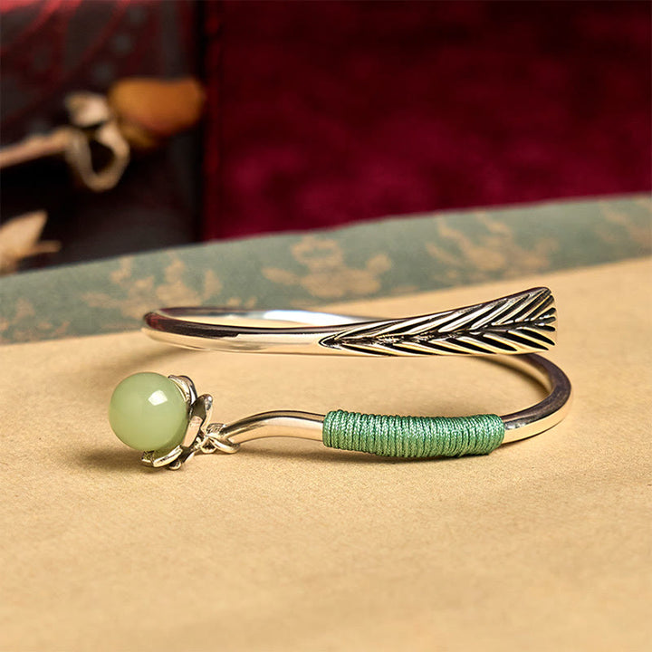 Pulsera brazalete con cuentas verdes de aleación de cobre y Buddha Stones para la suerte - image 4