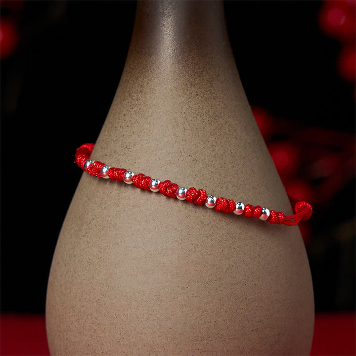 Pulsera de la suerte ajustable con cuentas de hilo rojo de plata de ley 925 y Buddha Stones - image 5