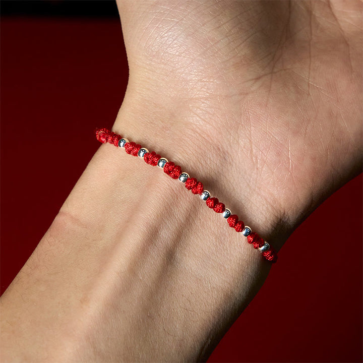 Pulsera de la suerte ajustable con cuentas de hilo rojo de plata de ley 925 y Buddha Stones - image 16
