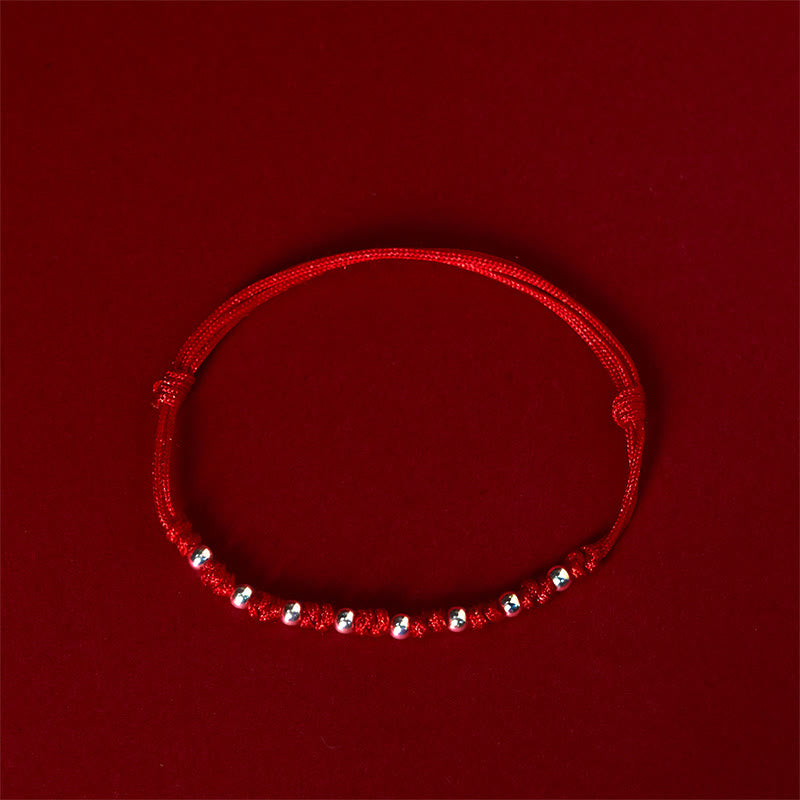 Pulsera de la suerte ajustable con cuentas de hilo rojo de plata de ley 925 y Buddha Stones - image 2