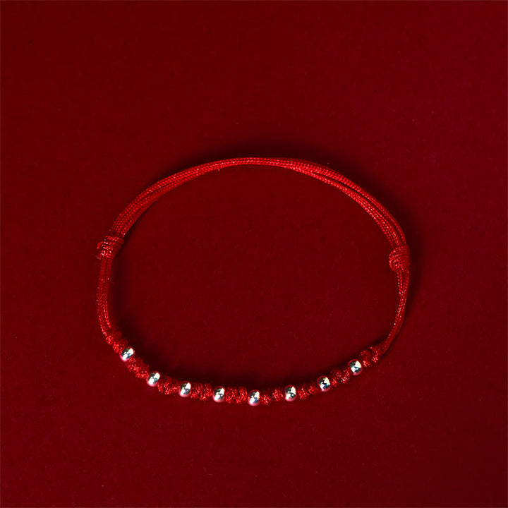 Pulsera de la suerte ajustable con cuentas de hilo rojo de plata de ley 925 y Buddha Stones - image 2