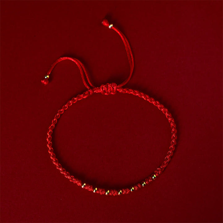 Pulsera trenzada de hilo rojo con cuentas de oro bañadas en plata de ley 925 y Buddha Stones - image 2