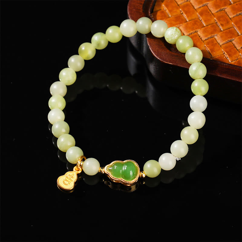 Pulsera de la suerte con Buddha Stones, jade natural, aventurina verde, calabaza y personaje Fu - image 3