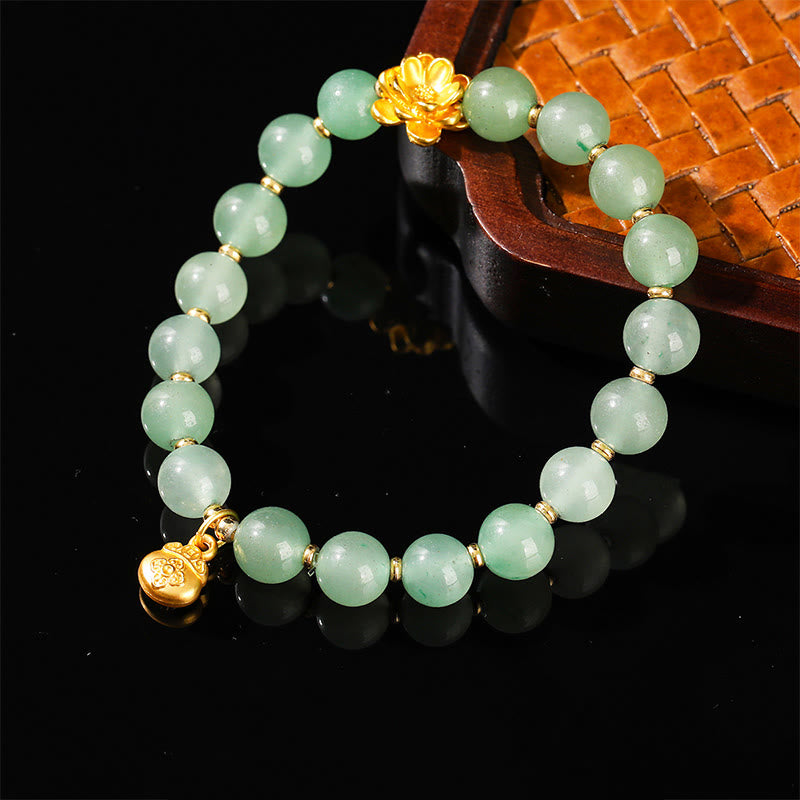 Pulsera de la suerte con Buddha Stones, jade natural, aventurina verde, calabaza y personaje Fu - Aventurina verde (circunferencia de la muñeca: 14-16 cm) - image 9