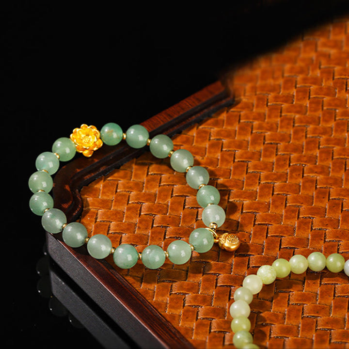 Pulsera de la suerte con Buddha Stones, jade natural, aventurina verde, calabaza y personaje Fu - image 17