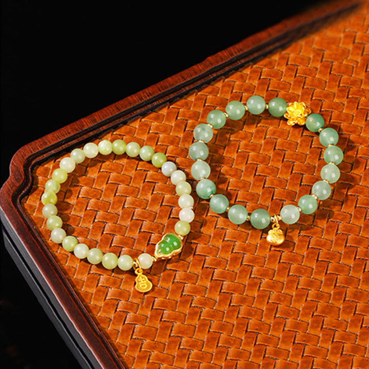 Pulsera de la suerte con Buddha Stones, jade natural, aventurina verde, calabaza y personaje Fu - image 18