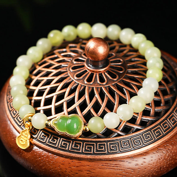 Pulsera de la suerte con Buddha Stones, jade natural, aventurina verde, calabaza y personaje Fu - image 4