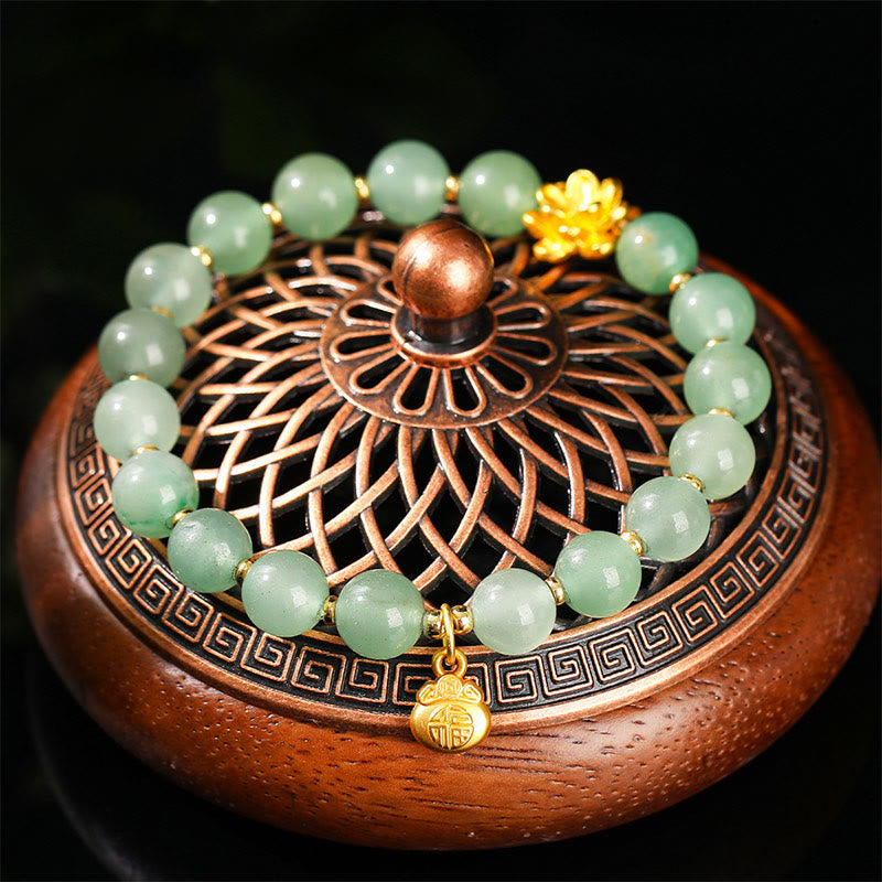 Pulsera de la suerte con Buddha Stones, jade natural, aventurina verde, calabaza y personaje Fu - image 10