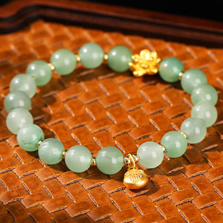 Pulsera de la suerte con Buddha Stones, jade natural, aventurina verde, calabaza y personaje Fu - image 11