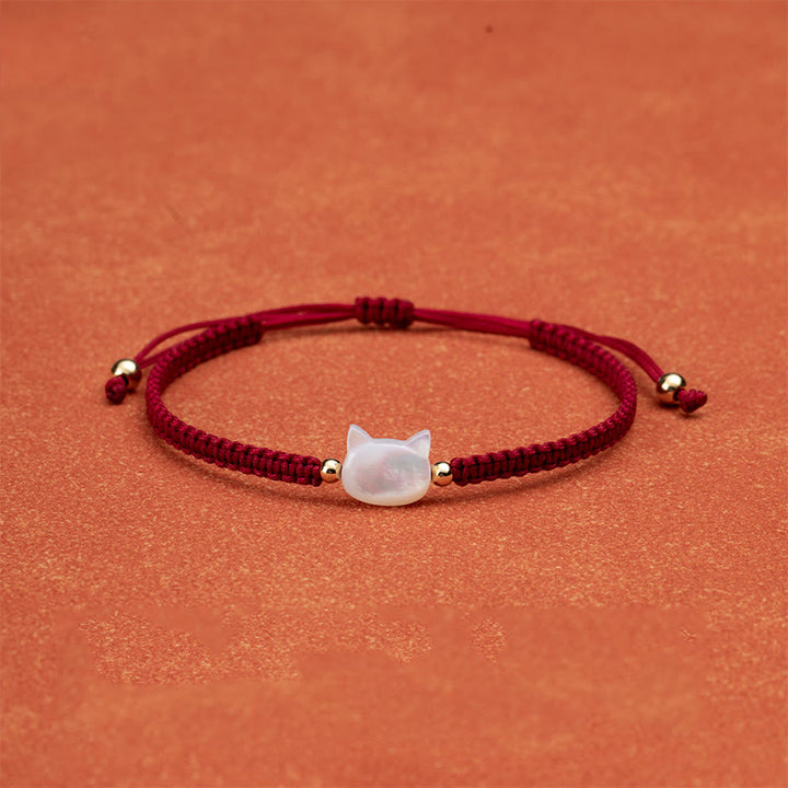 Pulsera de hilo rojo con cabeza de gato sin rostro y Buddha Stones - Gato blanco de hilo rojo - image 5