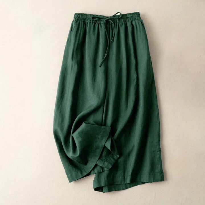 Pantalones capri de algodón y lino para mujer, de pierna ancha y bolsillos , de Buddha Stones, color liso, longitud 7-8 - Gris pizarra oscuro - US12, UK/AU16, EU44 (3XL) - image 20