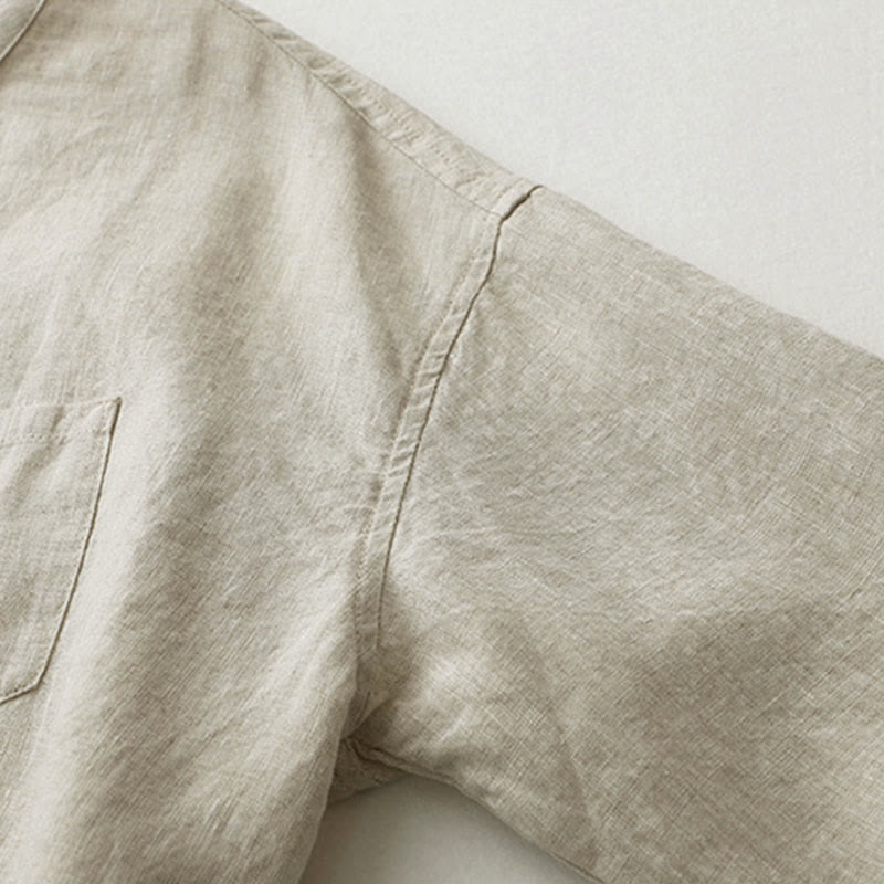 Camisa de manga tres cuartos con botones de color liso con Buddha Stones - image 8