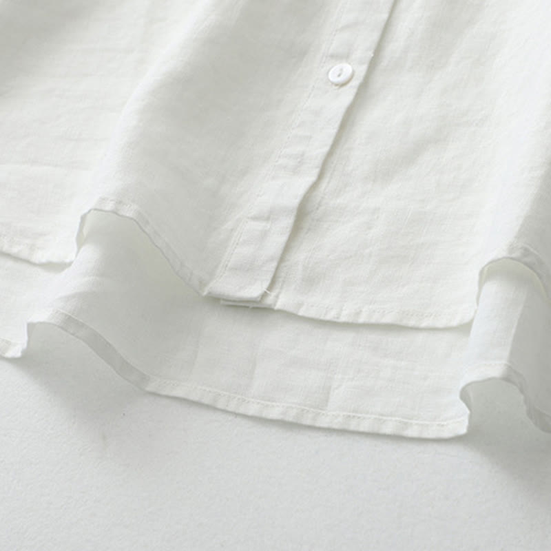 Camisa de manga tres cuartos con botones de color liso con Buddha Stones - image 30